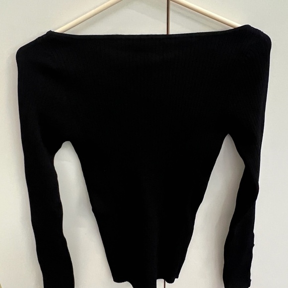 Autumn Cashmere Ribbed Wide V W/ Button Cuffs - Picture 2 of 14